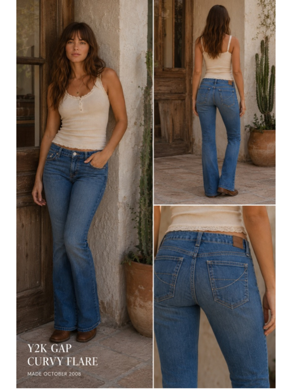 Title: Vintage Y2K Gap Curvy Flare Jeans Size 6 Medium Wash Stretch Denim 2008